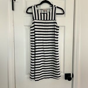 LOFT Navy and White Striped Dress